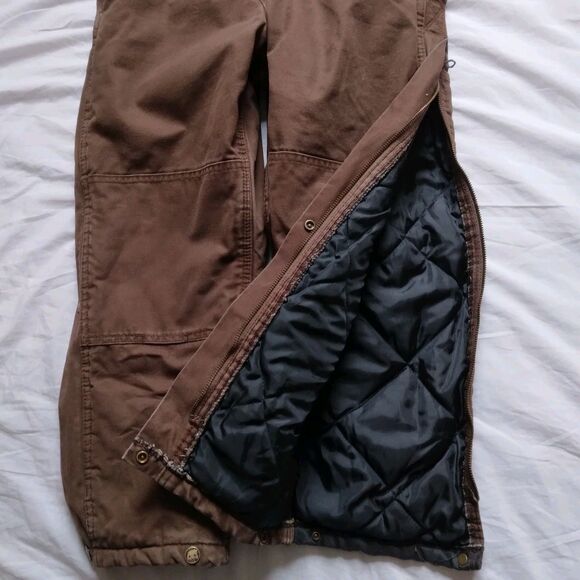 Berne Insulated Canvas Bibs Overalls Youth Medium 10-12 Brown Adjustable BB21BB - Picture 6 of 13